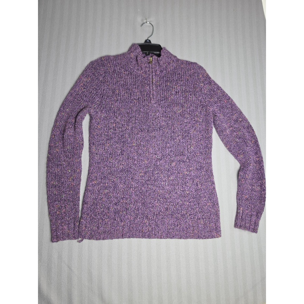Croft & Barrow Purple Marl Quarter Zip Sweater Womens Small DCB590297A